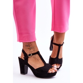 Černé semišové sandály Felicia na vysokém podpatku černá 1