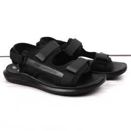 Černé pánské sportovní sandály na suchý zip News 23MN02-5801 černá 3