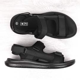 Černé pánské sportovní sandály na suchý zip News 23MN02-5801 černá 4