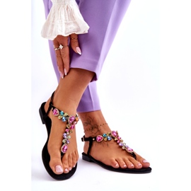 Semišové žabky S Kameny Black Frency černá 1