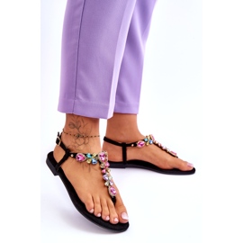 Semišové žabky S Kameny Black Frency černá 2