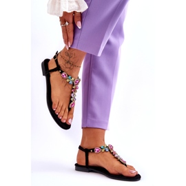 Semišové žabky S Kameny Black Frency černá 3