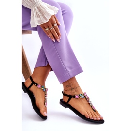 Semišové žabky S Kameny Black Frency černá 5