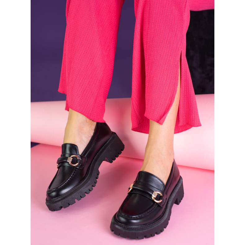 Černé dámské mokasíny Shelovet vyrobené z ekologické kůže černá 1