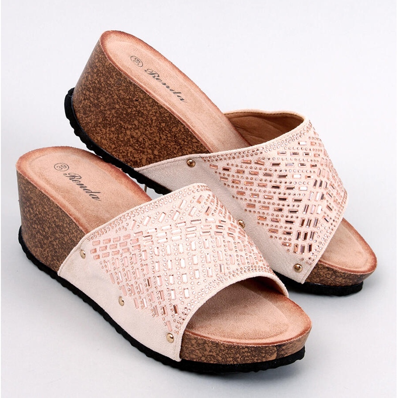 Sandály na klínku Greco Apricot béžový 1 Sandály na klínku Greco Apricot béžový 1