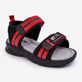 News Brando Light Red Dětské sandály na suchý zip černý 1