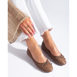 Dámské hnědé baleríny s mašlí Shelovet hnědý 1