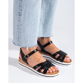 Dámské sandály na nízkém klínku Shelovet černé barvy černá 1