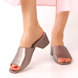 Platinové dámské sandály Sergio Leone s gumičkou KL317 stříbrný 1