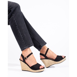 Černé espadrilky Shelovet na vysokém klínu černý 1