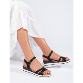 Černé dámské sandály na klínku Shelovet černá 1