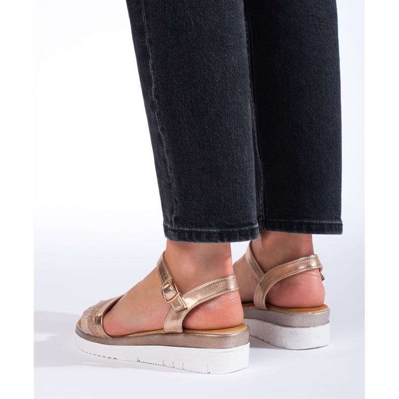 Dámské sandály na platformě Shelovet zlaté zlatý 2