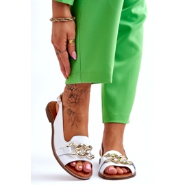 Lewski Shoes Dámské kožené sandály Leewski Boty 3230 White Peas bílý 1