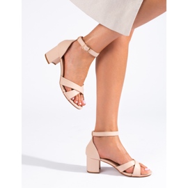 Dámské béžové sandály Shelovet na podpatku béžový 1