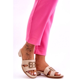 Dámské elegantní béžové žabky se zlatým zdobením béžový 4