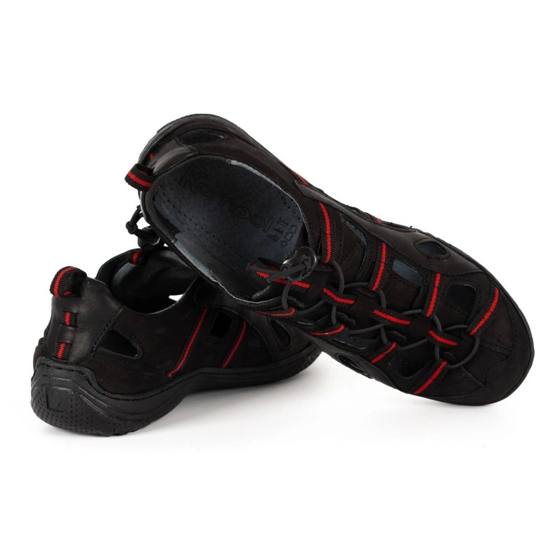 Kampol Pánské kožené prolamované boty 26KAM černé černá 2