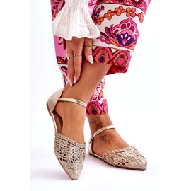 Elegantní dámské ploché sandály, zlaté zlatý 2