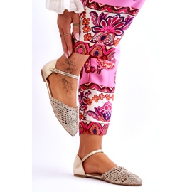 Elegantní dámské ploché sandály, zlaté zlatý 5