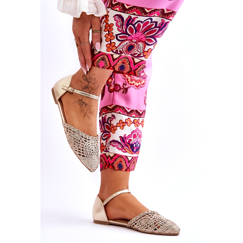 Elegantní dámské ploché sandály, zlaté zlatý 5