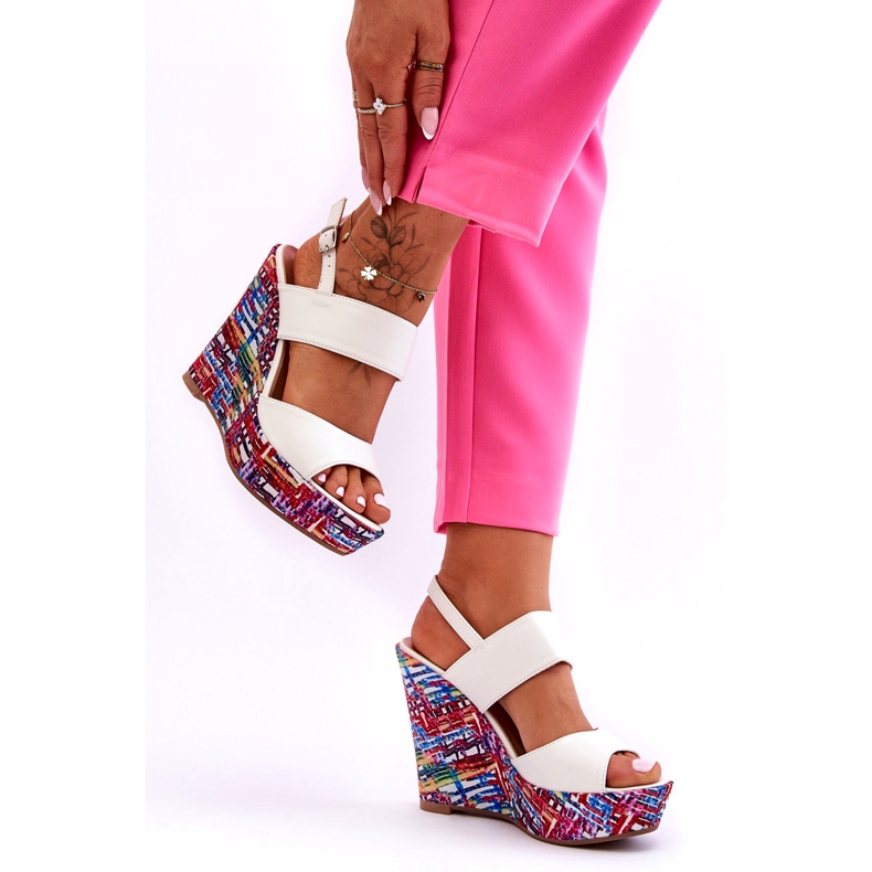 Dámské sandály na klínu White Calderia bílý 3