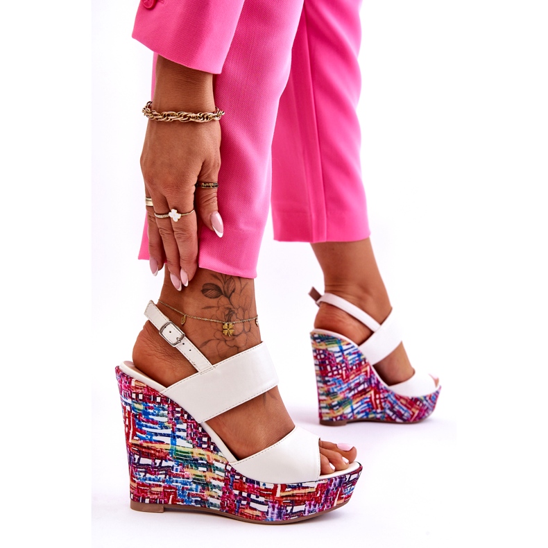 Dámské sandály na klínu White Calderia bílý 2