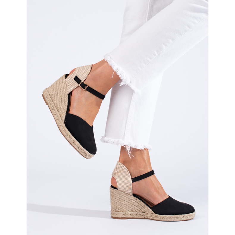 Dámské černé espadrilky Shelovet na klínku černý 1
