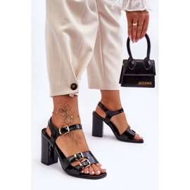 S. BARSKI Lakované sandály S.Barski 80-3 na vysokém podpatku černé černá 1