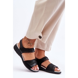 Klasické sandály na suchý zip S.Barski 97575 Black černý 1