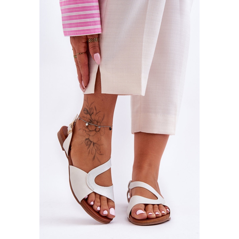 Ploché dámské sandály S.Barski 541-22 Silver stříbrný 2