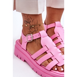 FS1 Kožené ploché sandály s růžovými pásky Diosa 2