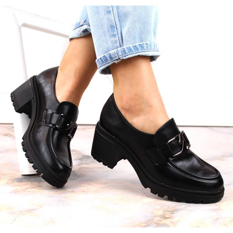 Mokasínové boty na sloupku a platformě Vinceza W JAN177C černé černá 1