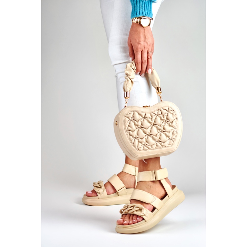 La.Fi Béžové sandály s řetízkem béžový 2