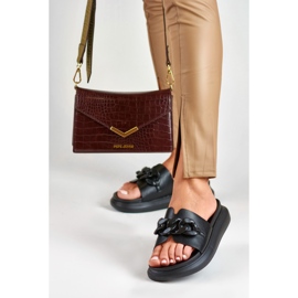 La.Fi Černé žabky s řetízkem černý 2