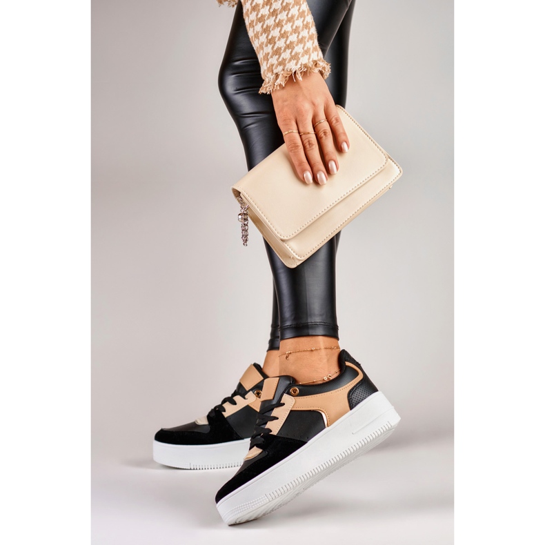 Módní dámské černé sportovní boty černá 2