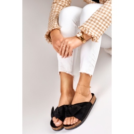 Klasické černé pantofle s mašlí černý 2