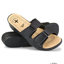 Pohodlné dámské pantofle na suchý zip černé barvy černá 1