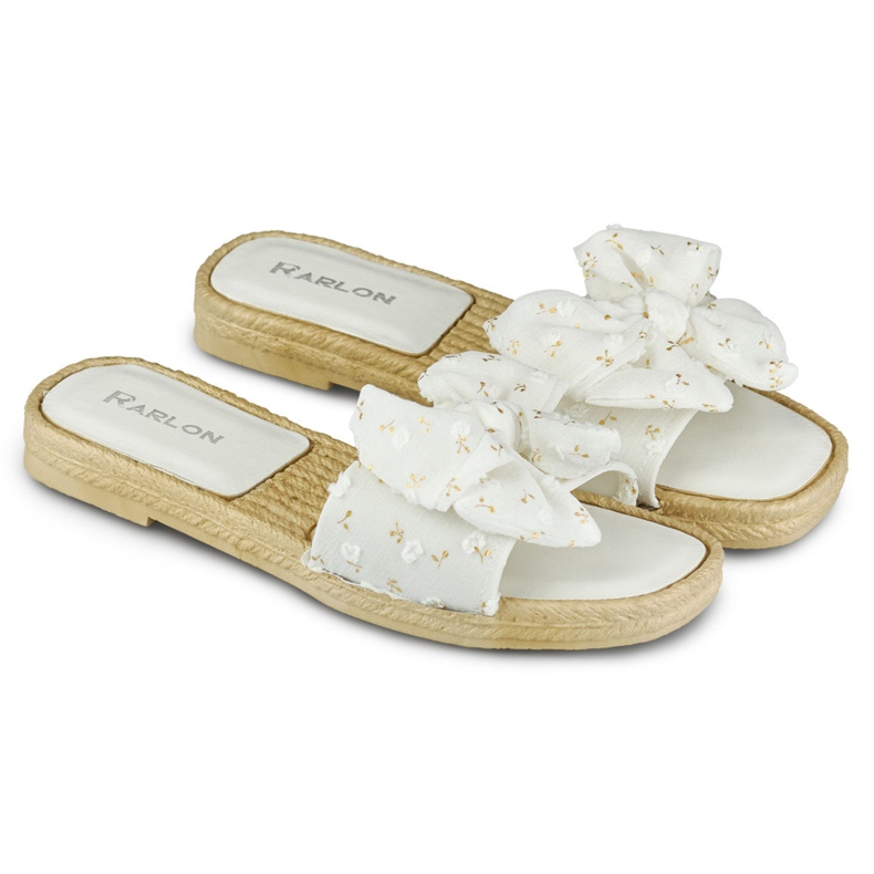 Dámské bílé pantofle s mašlí bílý 1