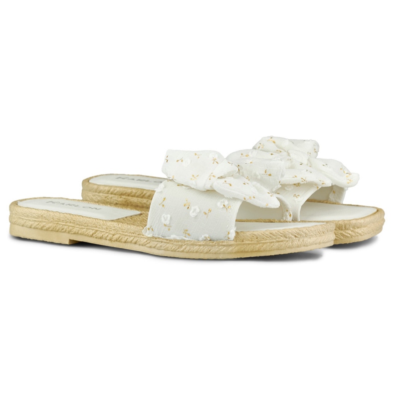 Dámské bílé pantofle s mašlí bílý 2