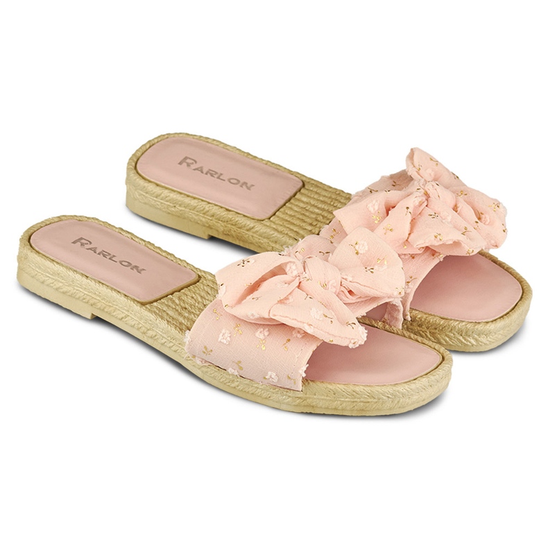 Dámské růžové pantofle s mašlí růžový 1