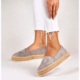 Šedé espadrilky na platformě šedá 6