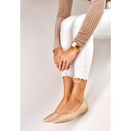 Dámské zlaté lesklé baleríny zlatý 2