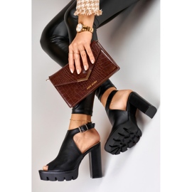 Černé kozačky s otevřeným podpatkem černý 2