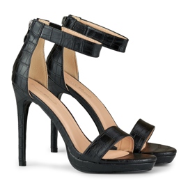 Černé dámské sandály na vysokém podpatku černá 1
