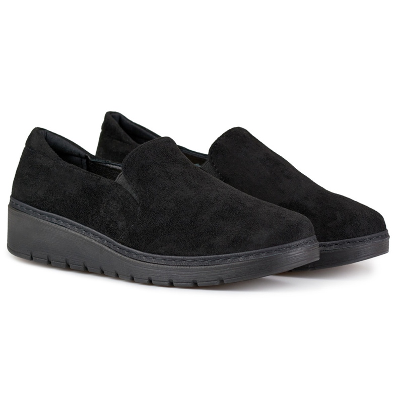 Pohodlné dámské semišové černé boty černá 1