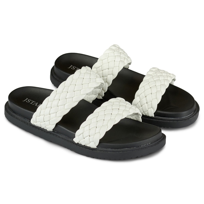 Dámské černobílé tkané pantofle bílý 1