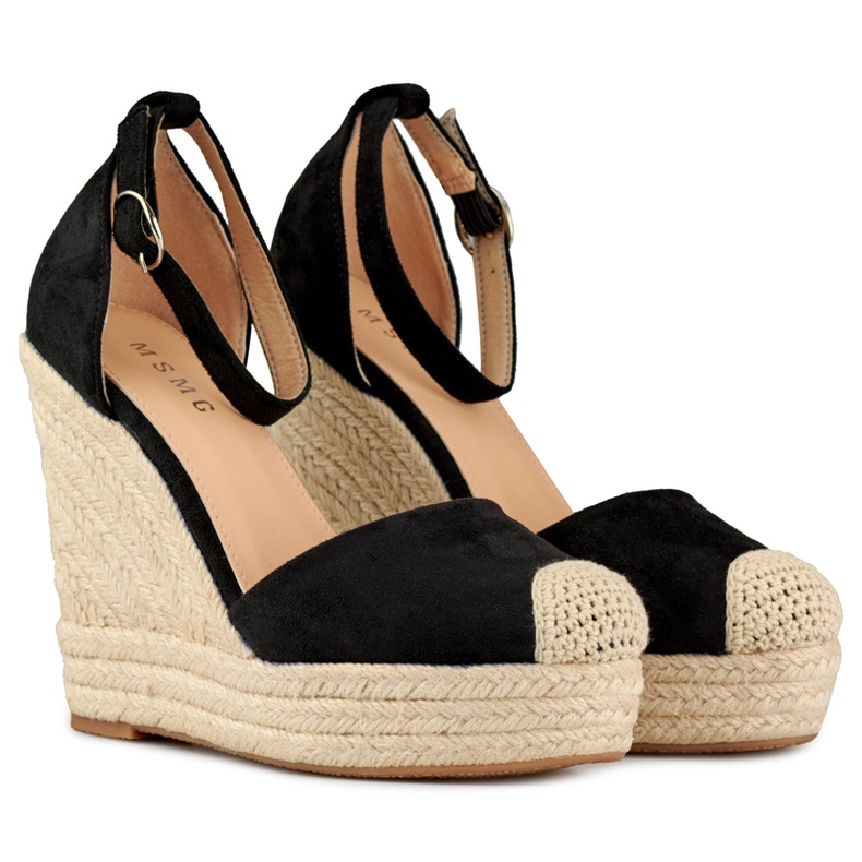 Dámské černé espadrilky na klínku černý 1