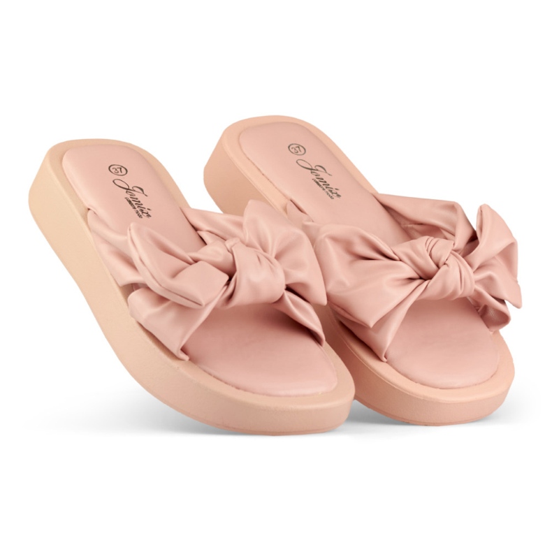 Dámské růžové pantofle vyrobené z ekokůže růžový 1