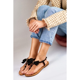 Černé dámské sandály s mašlí černý 2