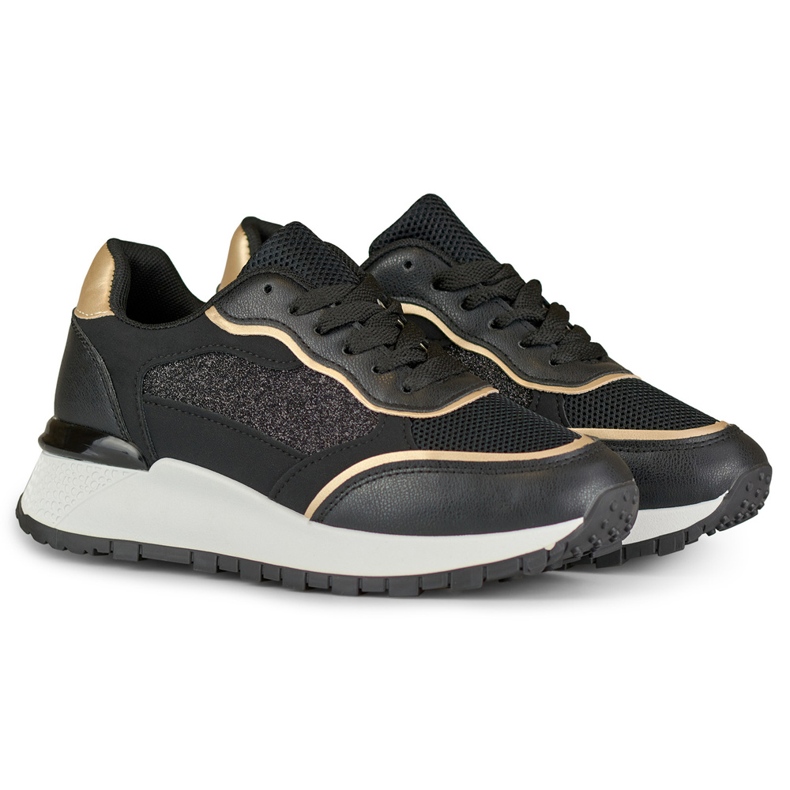 Dámské černé lesklé tenisky černý 2