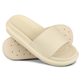 Pohodlné klasické béžové dámské pantofle béžový 1